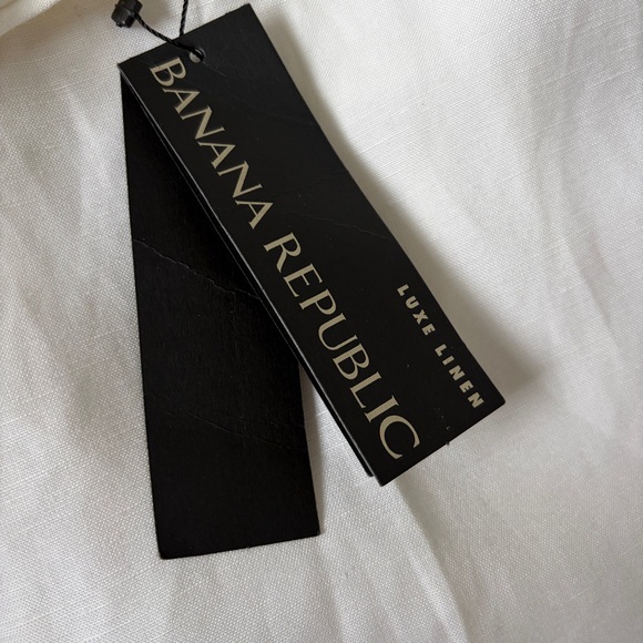 Banana Republic Logan Luxe Linen Pants Women 12 White Straight Mid Rise NWT*R - Picture 3 of 6